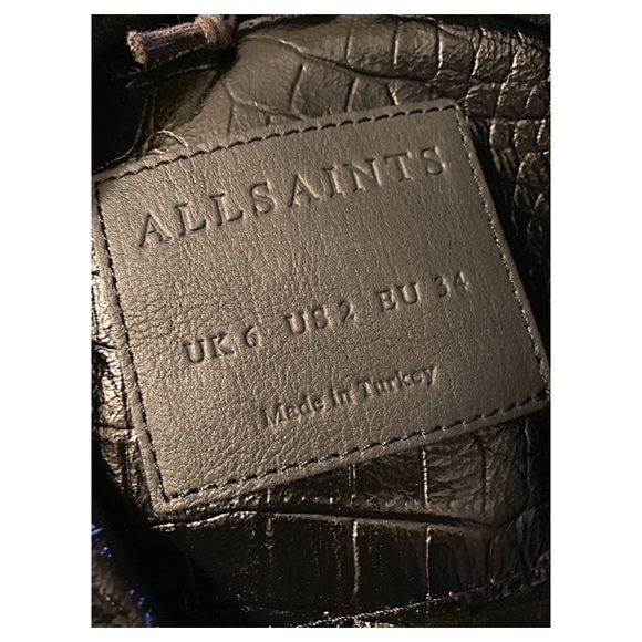 SOLD NEW AllSaints Coat Black The Ali Mac Leather Coat Size 2 - Picture 4 of 11